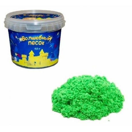 Кинетический песок Авис Волшебный базовый, зеленый, 0.5 кг, пластиковый контейнер