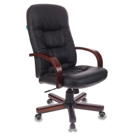 Компьютерное кресло Бюрократ T-9908/WALNUT для руководителя, обивка: натуральная кожа, цвет: черный