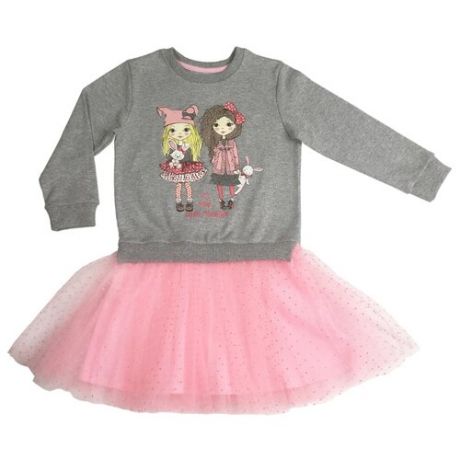 Платье Sonia Kids Маленький кролик размер 116, серый/розовый