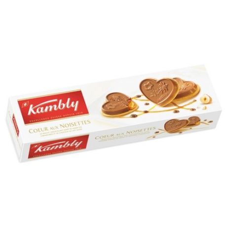 Печенье Kambly Сoeur aux noisettes с фундуком, карамелью и молочным шоколадом, 100 г