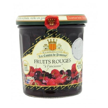 Джем Les Comtes de Provence из красных ягод (клубника, вишня, малина, красная смородина), банка 370 г
