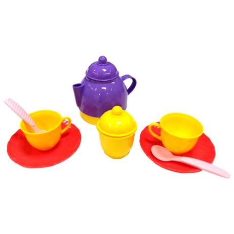 Набор посуды Росигрушка Набор посуды чайный "Причуда" (10 дет.) красный/фиолетовый/желтый
