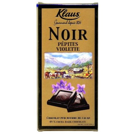 Шоколад Klaus темный с кусочками фиалки, 100 г