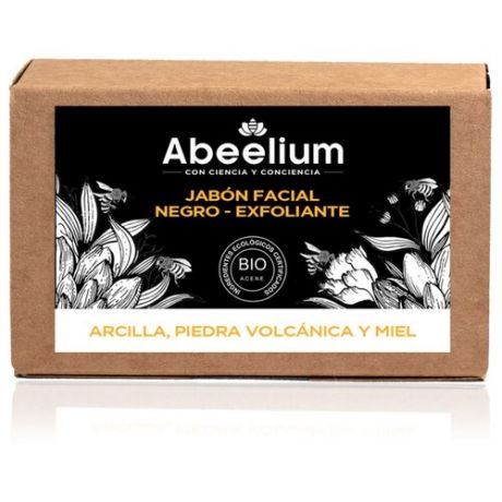Abeelium Мыло-эксфолиант для лица с вулканической золой, черной глиной и медом, 100 г