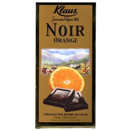 Шоколад Klaus горький с апельсином, 100 г