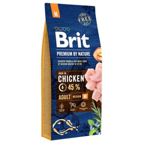 Сухой корм для собак Brit Premium by Nature курица 18 кг (для средних пород)