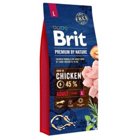 Сухой корм для собак Brit Premium by Nature курица 18 кг (для крупных пород)