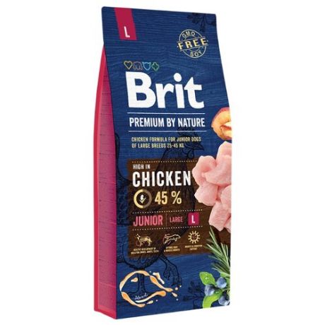 Сухой корм для щенков Brit Premium by Nature курица 18 кг (для крупных пород)