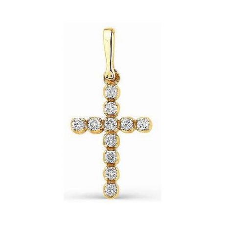 АЛЬКОР Крестик с бриллиантом из красного золота 3246-100