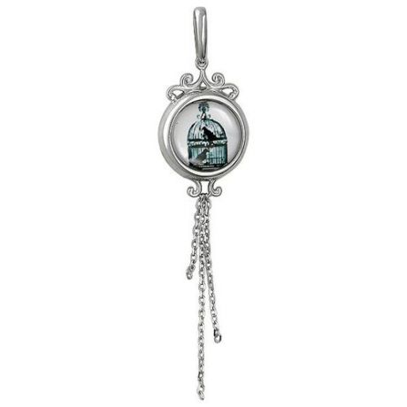 Эстет Подвеска Птица с ювелирным стеклом из серебра 01П252699-9