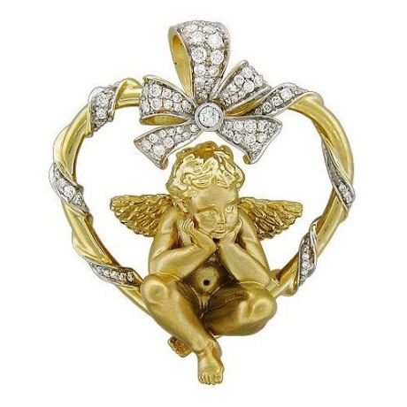 Эстет Подвеска Ангел с бриллиантом из комбинированного золота 01П662008Ж