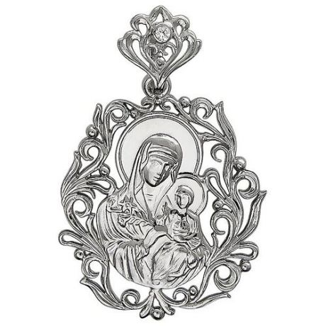 Эстет Подвеска-иконка "Казанская Богородица" с 1 фианитом из серебра 01П152015
