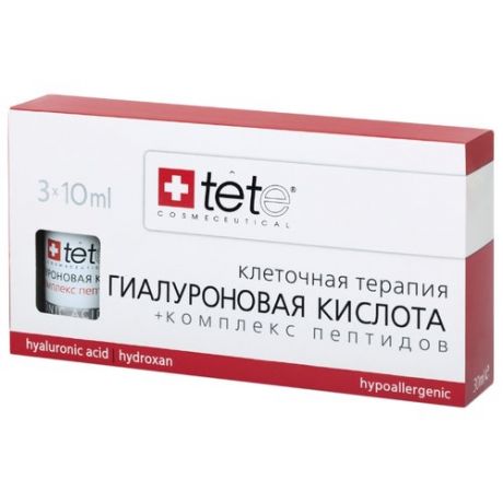 TETe Cosmeceutical Hyaluronic Acid + Peptides средство для лица Гиалуроновая кислота с комплексом пептидов, 10 мл (3 шт.)