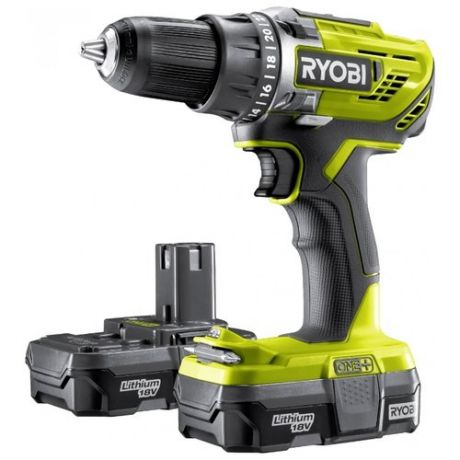 Аккумуляторная дрель-шуруповерт RYOBI R18DD3-220S 50 Н·м черный/желтый