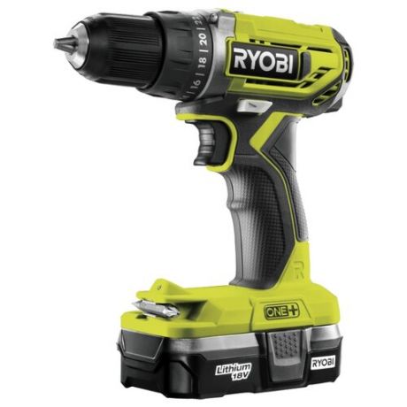 Аккумуляторная дрель-шуруповерт RYOBI R18DD2-213S 40 Н·м желтый/черный