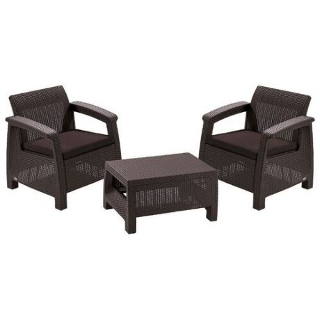 Комплект мебели KETER Corfu weekend (стол, 2 кресла), коричневый