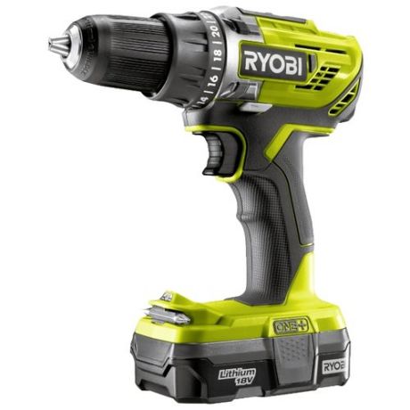 Аккумуляторная дрель-шуруповерт RYOBI R18DD3-120S 50 Н·м желтый/черный