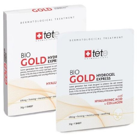 TETe Cosmeceutical GOLD Hydrogel Express Гидроколлагеновая экспресс-маска с коллоидным золотом, 30 г, 4 шт.