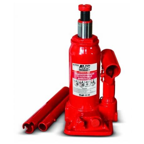 Домкрат бутылочный гидравлический AVS HJ-B2000 (2 т) красный