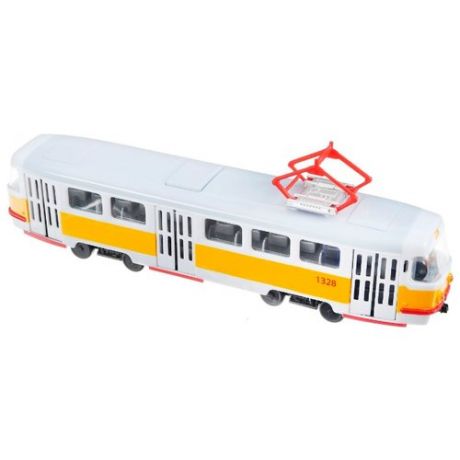 Трамвай ТЕХНОПАРК X600-H36002-R 30 см белый/желтый