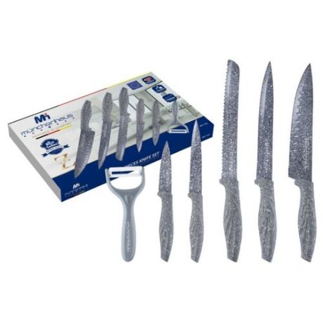 Набор MunchenHaus 5 ножей и овощечистка MH-1128 серый