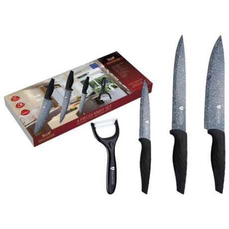 Набор Zillinger 3 ножа и овощечистка ZL-857 черный/серый