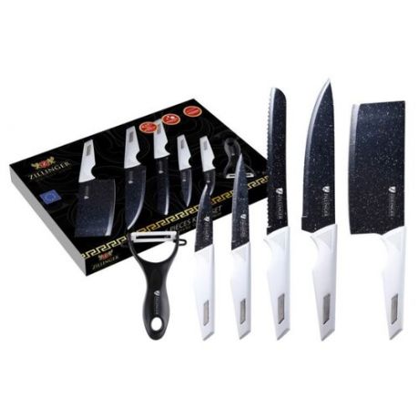 Набор Zillinger 5 ножей и овощечистка ZL-840/ZL-841/ZL-864/ZL-865/ZL-866 белый/черный