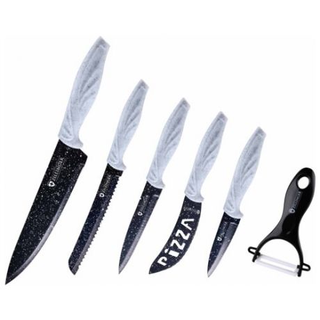 Набор Zillinger 5 ножей и овощечистка ZL-831 серый/черный