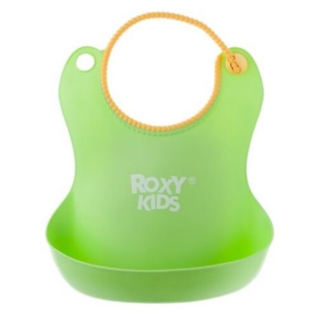 ROXY-KIDS Нагрудник мягкий с кармашком, 1 шт., расцветка: зеленый