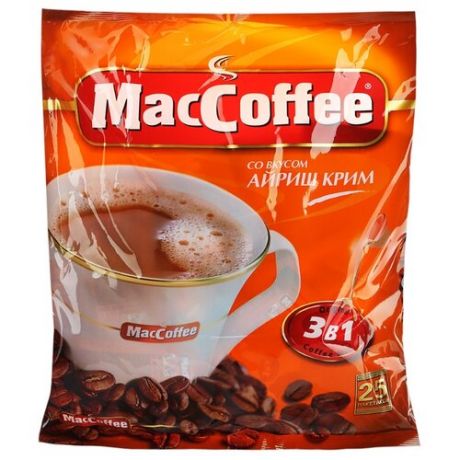 Растворимый кофе MacCoffee Айриш Крим 3 в 1, в пакетиках (25 шт.)