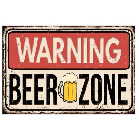 Табличка настенная Ekoramka "Beer zone", металлическая