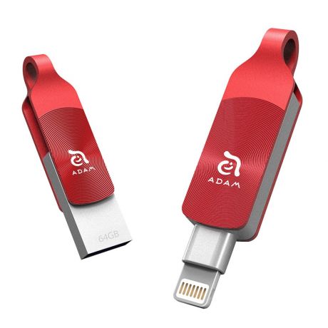 Флэш-диск Adam Elements iKlips DUO+ 64GB, красный
