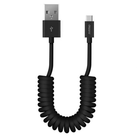 Кабель Deppa Leather USB Type-C, витой 1.5 м черный