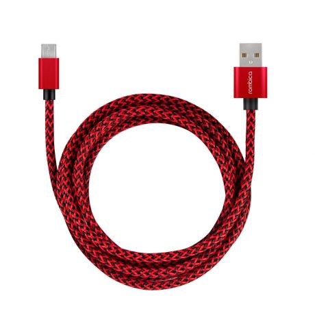Кабель Rombica USB-MicroUSB, 2 м, красный (AB-04)