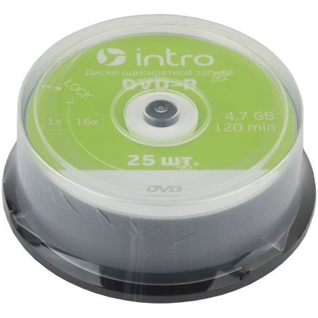 Диск INTRO DVD-R 4.7Gb, 16x Cakebox 25