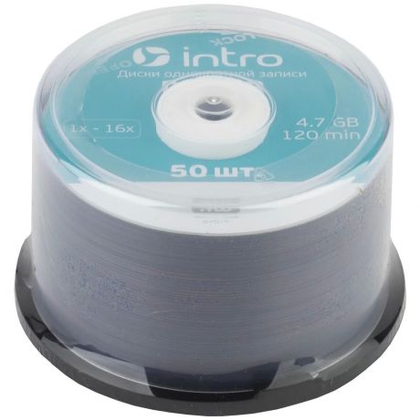 Диск INTRO DVD-R 4.7Gb, 16x Cakebox 50