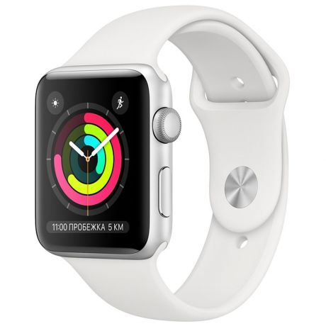 Смарт-часы Apple Watch Series 3 38 мм серебристый, спортивный ремешок