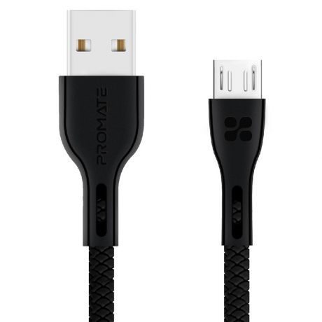 Кабель Promate PowerBeam-M USB-microUSB, 1.2 м, черный