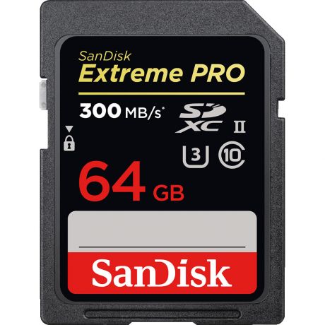 Карта памяти 64Gb - SanDisk Extreme Pro - Secure Digital XC UHS-II Class 10 SDSDXPK-064G-GN4IN