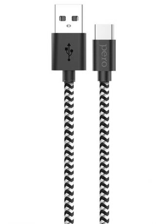 Аксессуар Pero DC-04 USB - USB Type-C 3A 2m Silver-Black PRDC-04TC2MSB