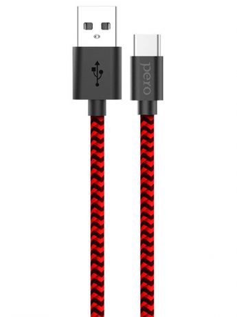 Аксессуар Pero DC-04 USB - USB Type-C 3A 2m Red-Black PRDC-04TC2MRB