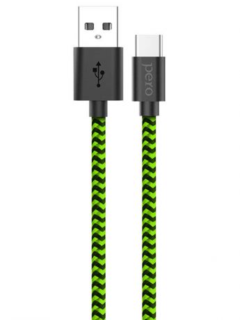 Аксессуар Pero DC-04 USB - USB Type-C 3A 2m Green-Black PRDC-04TC2MGB