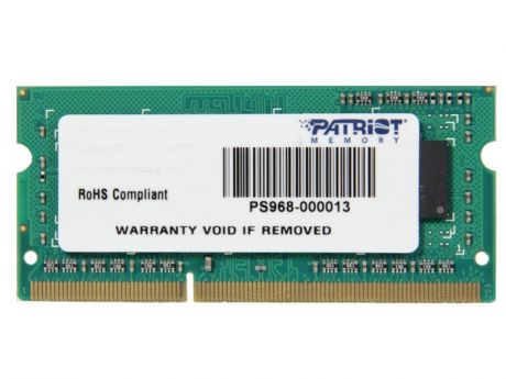 Модуль памяти Patriot Memory DDR3 SO-DIMM 1333MHz PC3-10600 CL9 - 4Gb PSD34G133381S
