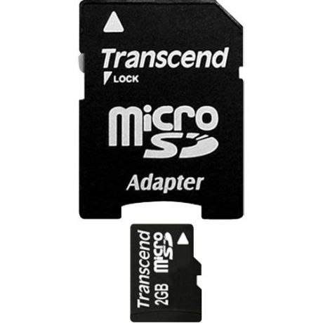 Карта памяти 2Gb - Transcend - Micro Secure Digital TS2GUSD с переходником под SD