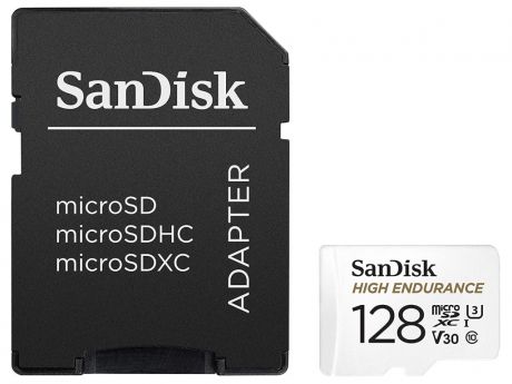 Карта памяти 128Gb - SanDisk Micro Secure Digital XC 128Gb Class 10 UHS-3 SDSQQNR-128G-GN6IA с переходником под SD