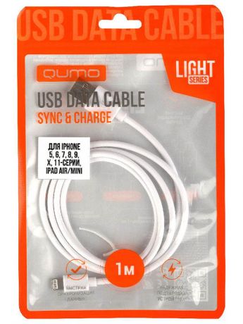 Аксессуар Qumo Light Series USB - Lightning 8pin 1m White 30502