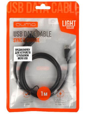 Аксессуар Qumo Light Series USB - MicroUSB 1m Black 30500