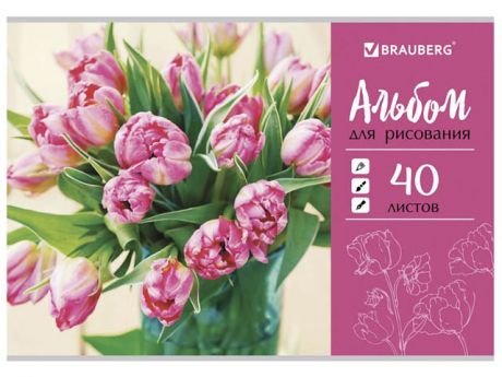 Альбом для рисования Brauberg Тюльпаны 202x285mm А4 40 листов 105088