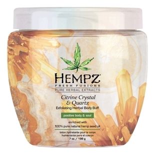 HEMPZ Скраб Citrine Crystal & Quartz Herbal Body Buff для Тела с Мерцающим Эффектом Желтый Кварц, 198г