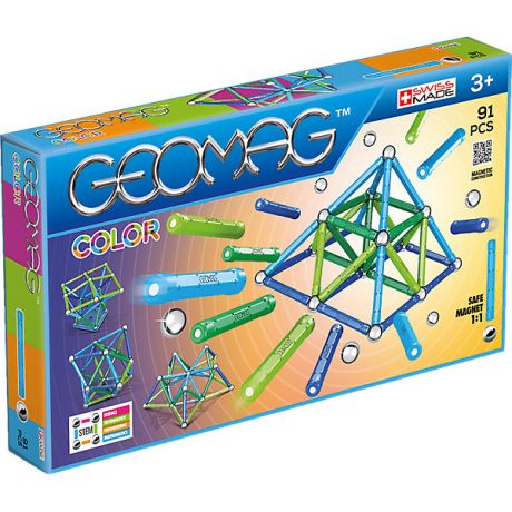 Geomag Магнитный конструктор Geomag Color, 91 деталь